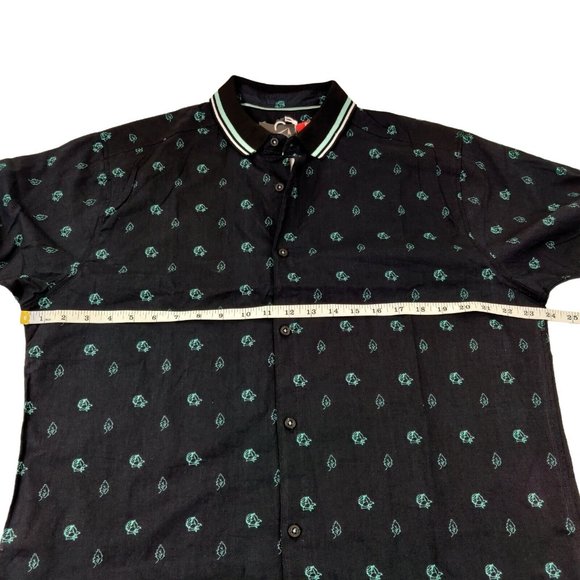 Mens G-NET Slim Fit Short Sleeve Button Down Shirt Blue Floral Size XL NWT - Picture 6 of 7